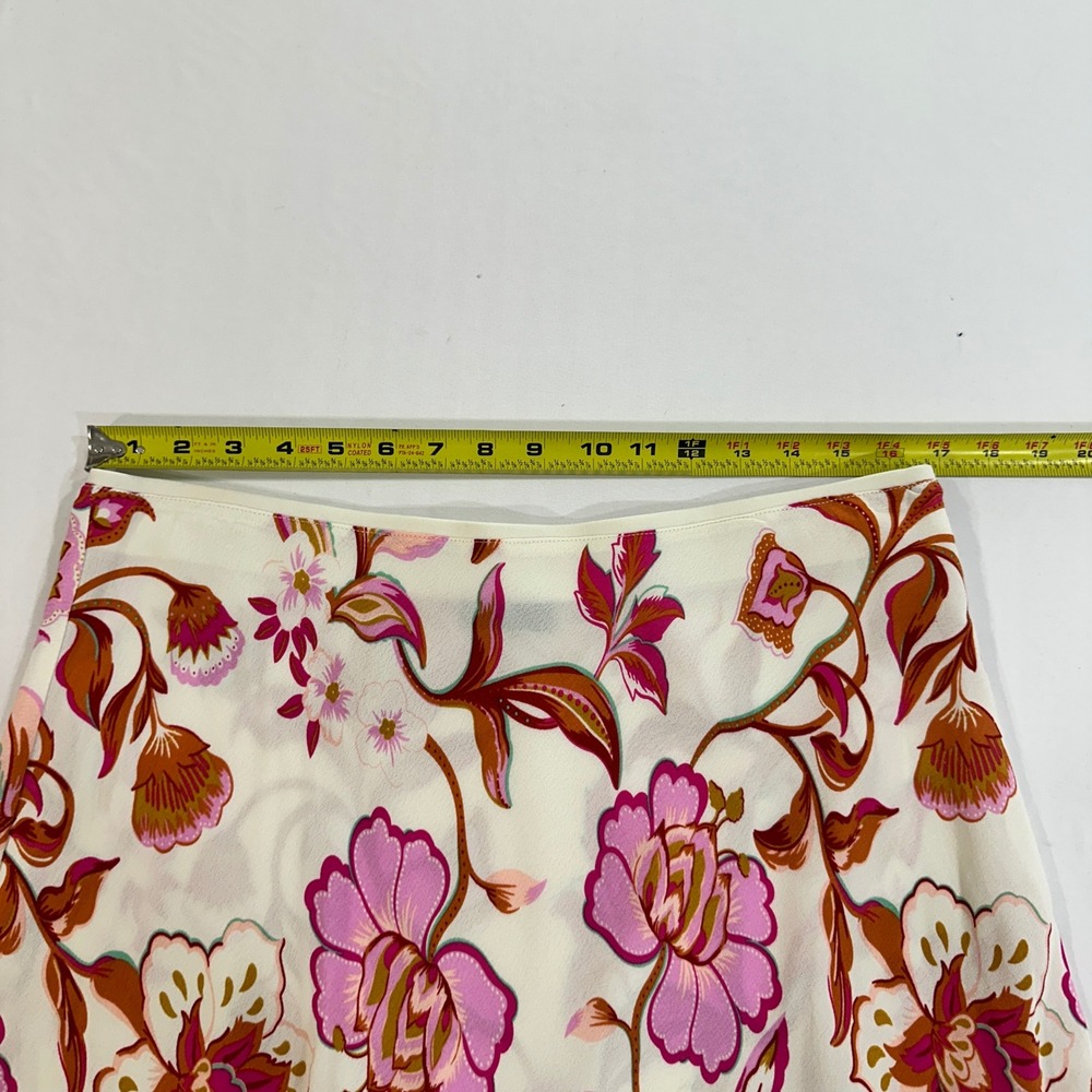Tahari Womens XL Floral Viscose Maxi Skirt Pink Orange Cream Flowy Pull On - Picture 6 of 7